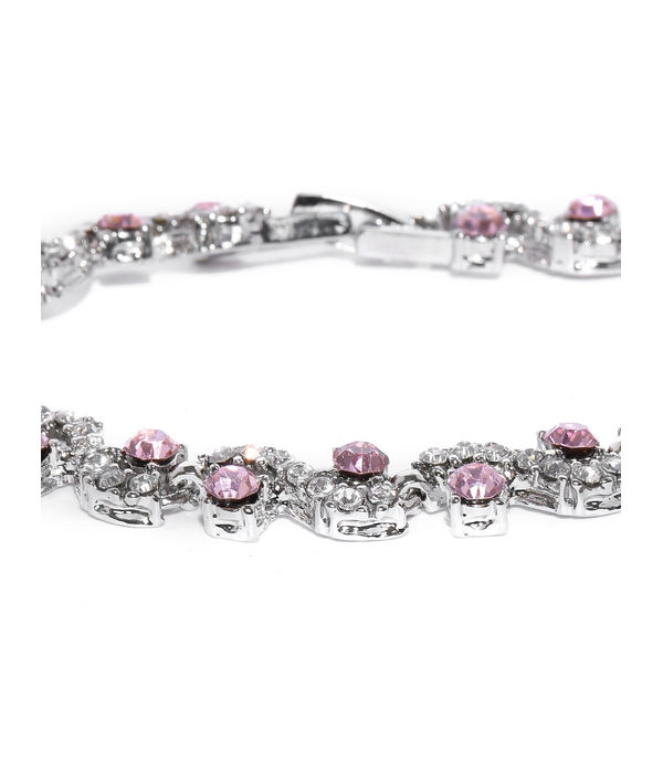 YouBella Silver-Plated Stone-Studded Link Bracelet