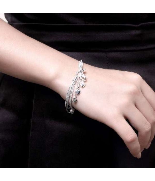 YouBella Stylish Latest Design Jewellery Silver Plated Charm Bracelet for Women (Silver) (YBBN_91651)