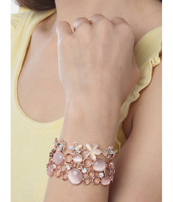 YouBella Rose Gold Crystal gold-plated	Bracelets Bangles for Girls and Women (Circle of Life)