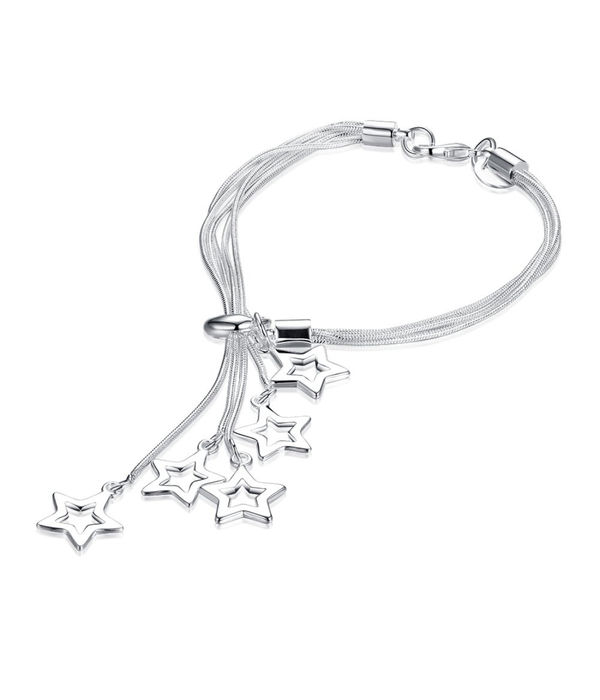 YouBella Silver Plated Crystal Bracelet Bangle Jewellery For Girls and Women (Stars)