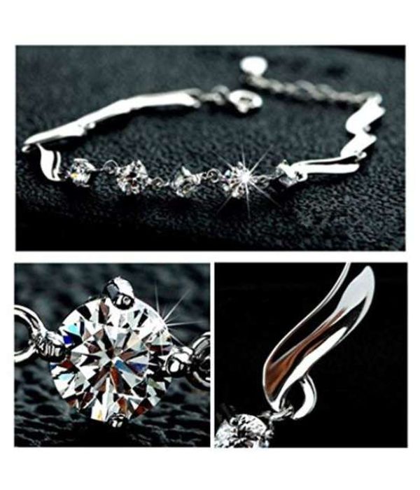 YouBella Stylish Latest Design Jewellery Silver Plated Charm Bracelet for Women (Silver) (YBBN_91654)