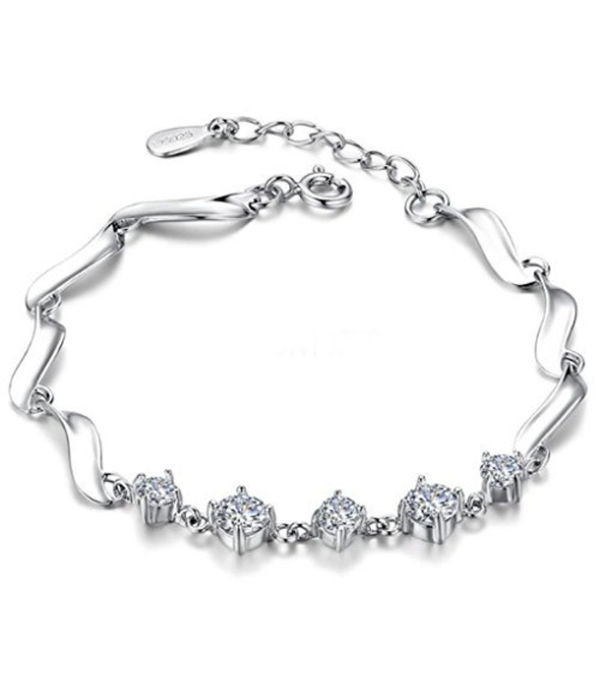 YouBella Stylish Latest Design Jewellery Silver Plated Charm Bracelet for Women (Silver) (YBBN_91654)