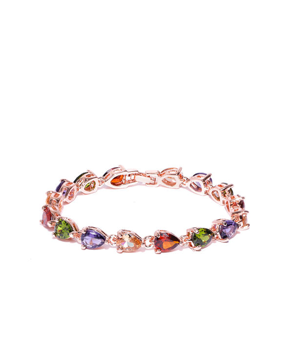 YouBella Rose Gold -Plated Stone-Studded Link Bracelet