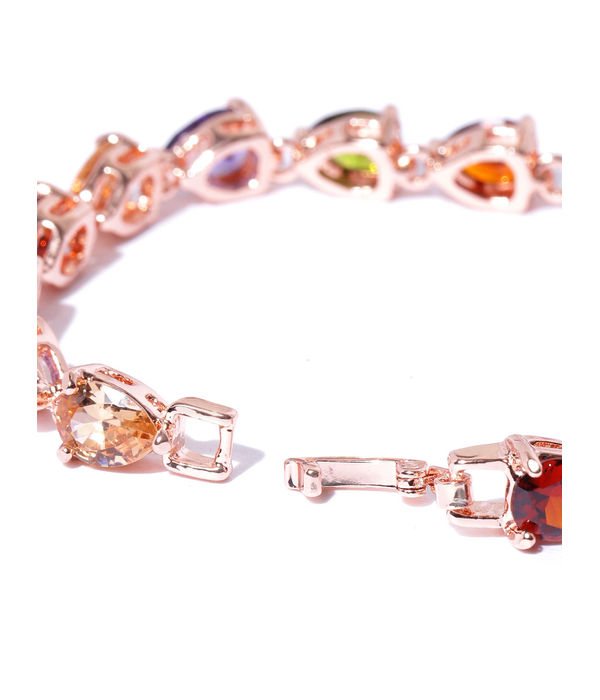 YouBella Rose Gold -Plated Stone-Studded Link Bracelet