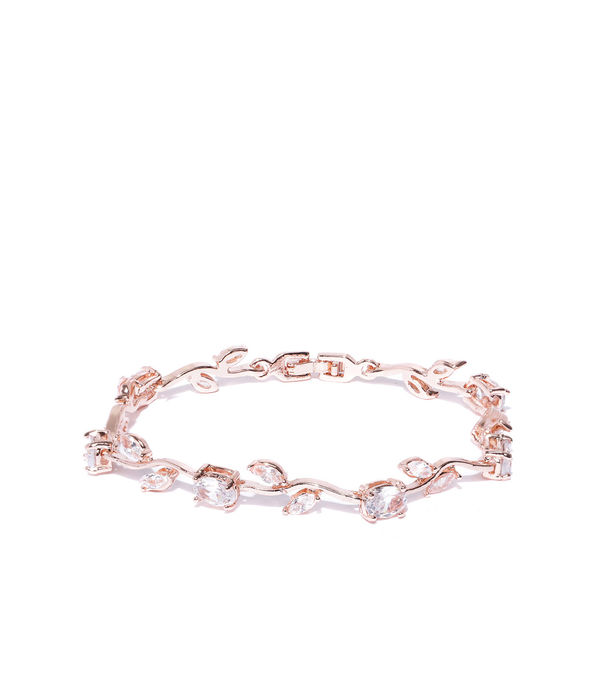 YouBella Women Silver-Plated Stone-Studded Link Bracelet