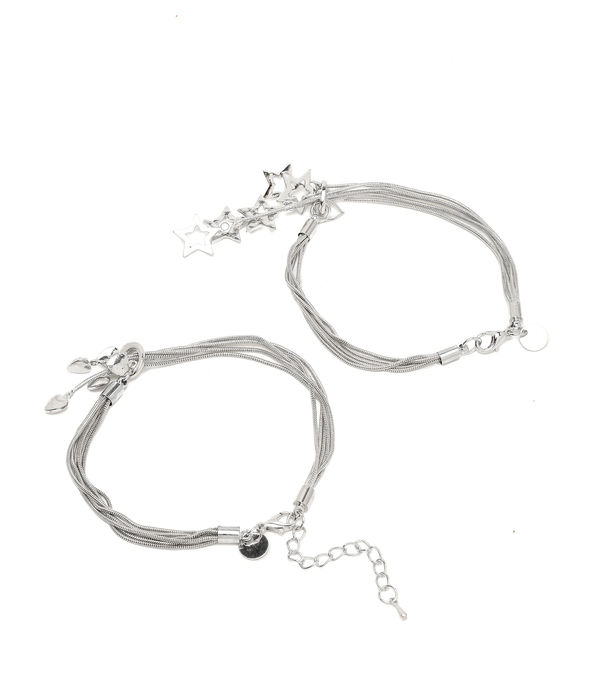 YouBella Women 2 Silver-Toned Silver-Plated Kada Bracelet