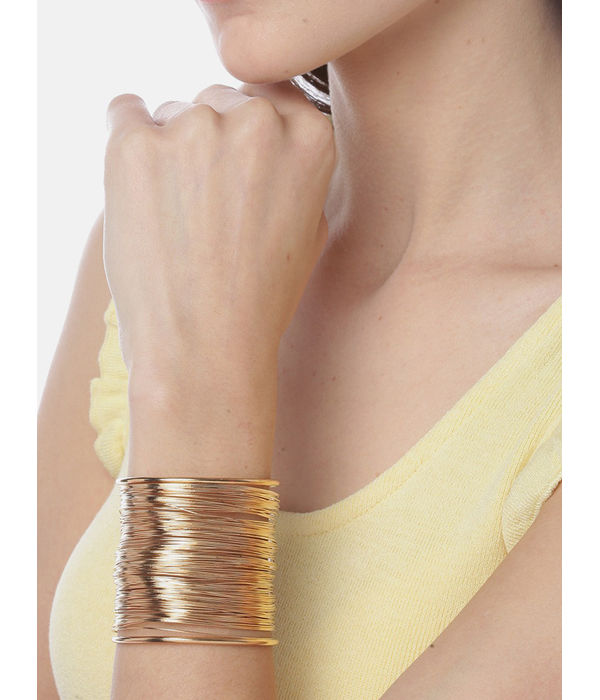 YouBella Stylish Latest Design Bracelet Jewellery Gold Plated Cuff for Women (Golden) (YBBN_91677)
