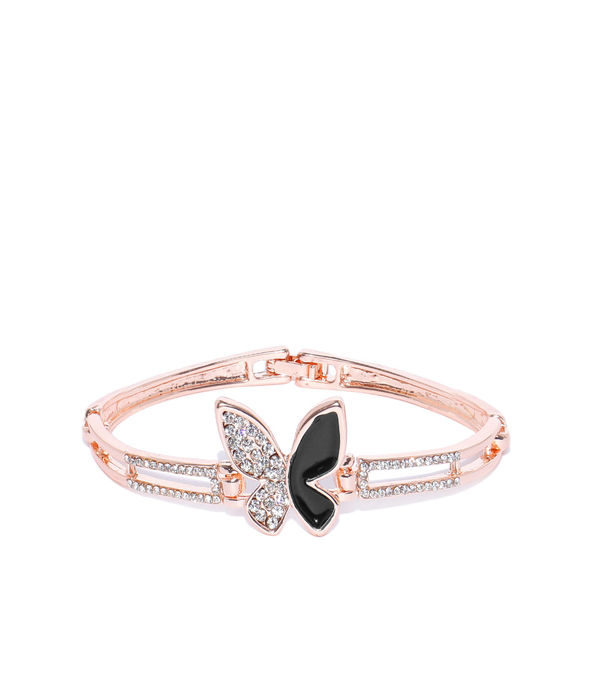 YouBella Peach-Coloured  Blue Rose Gold-Plated Stone-Studded Link Bracelet