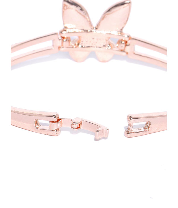 YouBella Peach-Coloured  Blue Rose Gold-Plated Stone-Studded Link Bracelet