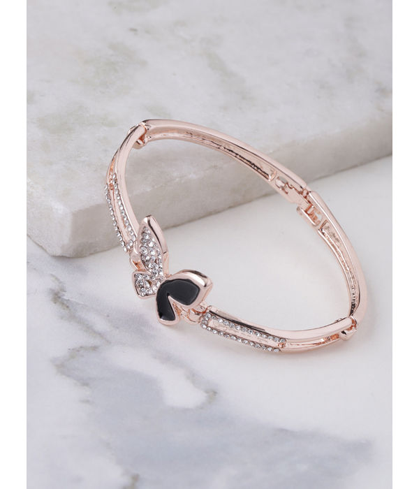 YouBella Peach-Coloured  Blue Rose Gold-Plated Stone-Studded Link Bracelet