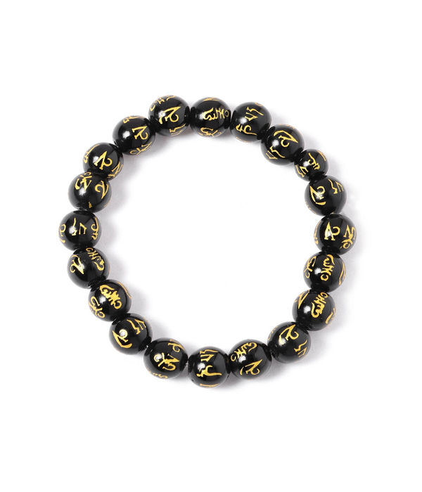 YouBella Black Gold-Plated Beaded Elasticated Dragon Shaped Bracelet