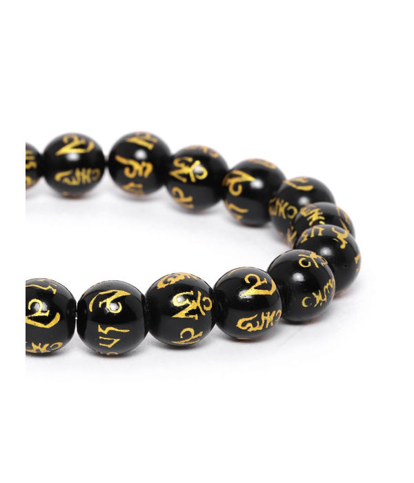 YouBella Black Gold-Plated Beaded Elasticated Dragon Shaped Bracelet