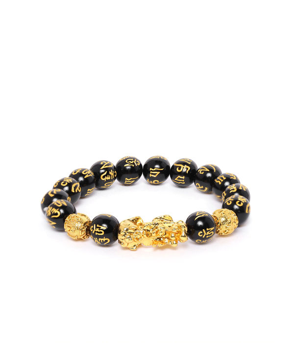 YouBella Black Gold-Plated Beaded Elasticated Dragon Shaped Bracelet