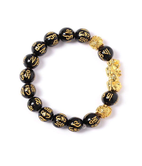 YouBella Black Gold-Plated Beaded Elasticated Dragon Shaped Bracelet