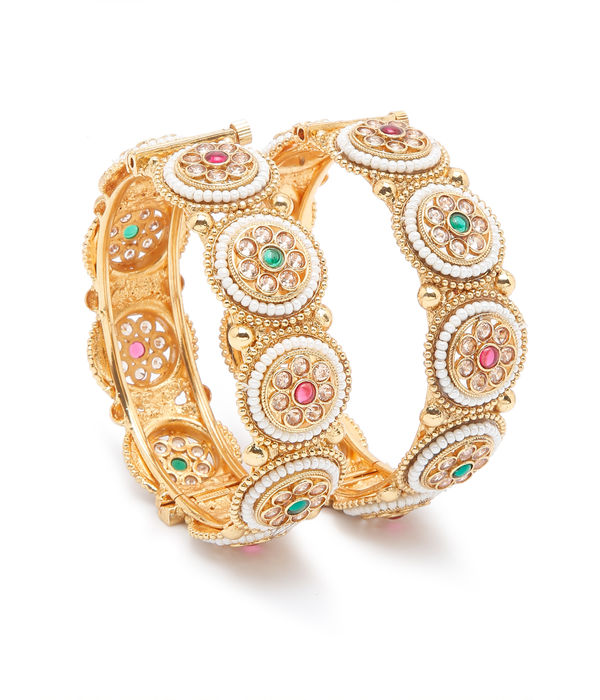 YouBella Jewellery Celebrity Inspired Gold Plated Bangles for Girls and Women