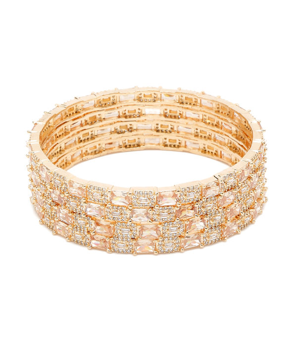 YouBella Jewellery Celebrity Inspired American Diamond Studded Bracelet Bangles for Girls and Women (Gold) (2.4)