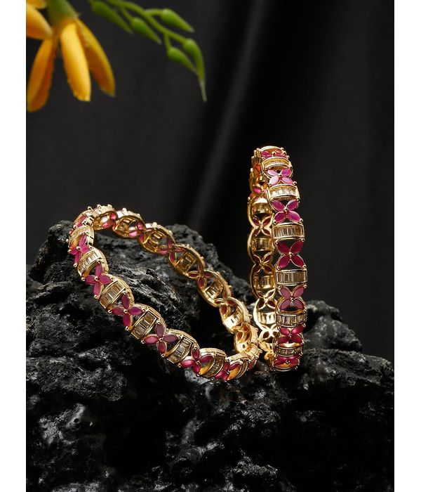 YouBella Jewellery for Women Celebrity Inspired Oxidised Gold Plated Ruby Bangles for Women and Girls (YBBN_92126) (2.4)