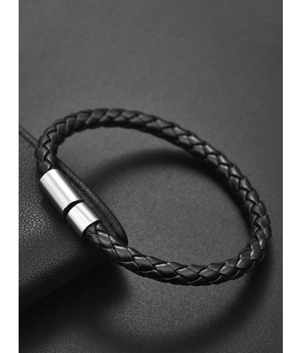 YouBella Bracelets for Men and Boys Black Leather Bracelet for Men | European Hot Retro Style Leather Band Bracelets for Men | Birthday Gift for Men and Boys Anniversary Gift for Husband