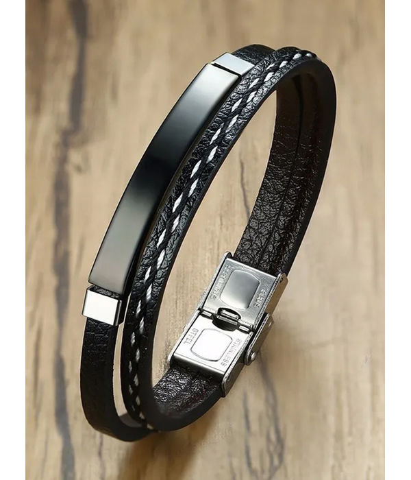 YouBella Bracelets for Men and Boys Black Leather Bracelet for Men | European Hot Retro Style Leather Band Bracelets for Men | Birthday Gift for Men and Boys Anniversary Gift for Husband