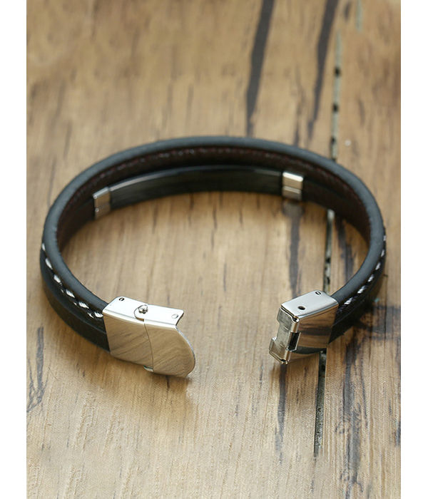 YouBella Bracelets for Men and Boys Black Leather Bracelet for Men | European Hot Retro Style Leather Band Bracelets for Men | Birthday Gift for Men and Boys Anniversary Gift for Husband