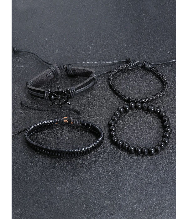 YouBella Bracelets for Men and Boys Black Leather Bracelet for Men | European Hot Retro Style Leather Band Bracelets for Men | Birthday Gift for Men and Boys Anniversary Gift for Husband