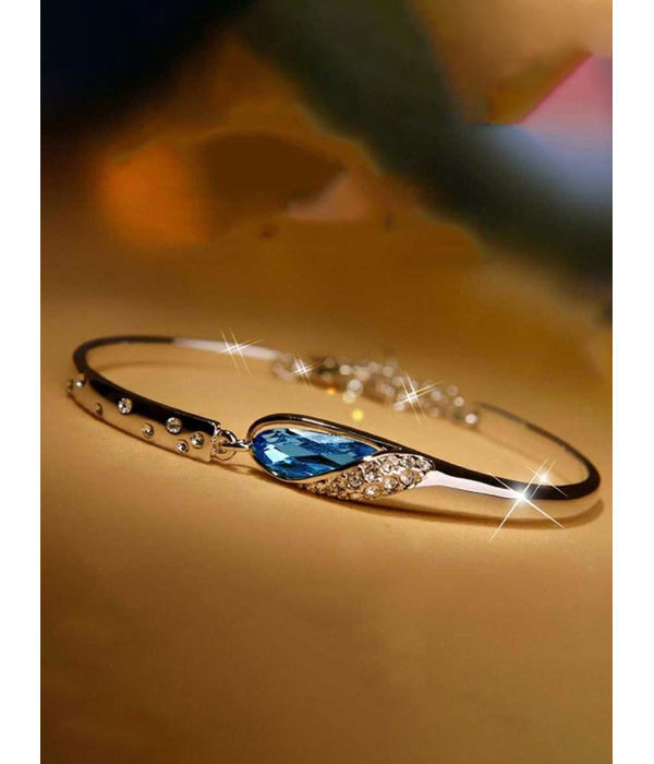 YouBella Stylish Fancy Party Wear Jewellery Silver Plated Charm Bracelet for Women (Blue) (YBCRS_BRACELET_92003)