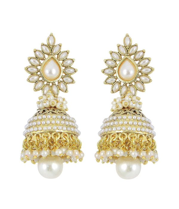 YouBella Traditional Copper Pearl White Jhumki Earrings for Women