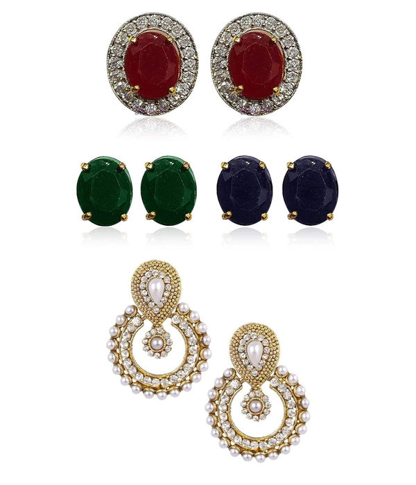 YouBella Jewellery Gold Plated Stud Earrings for Women (White) (YBEAR_3018_FON)