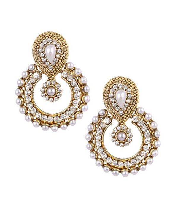 YouBella Combo of 4 Traditional Gold-plated White Earrings for Women