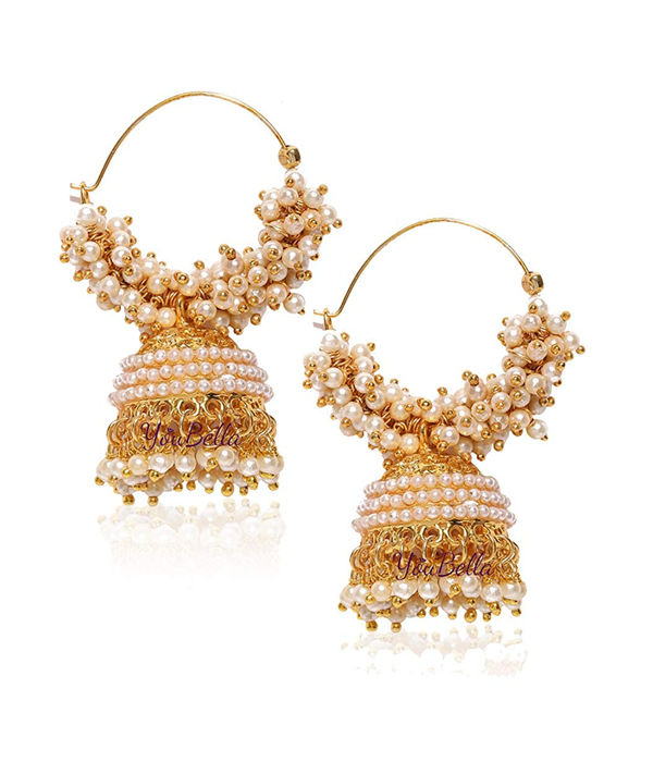 YouBella Fashion Jewellery Gold Plated Pearl Jhumka/Jhumki Earings for Women Traditional Earrings for Girls