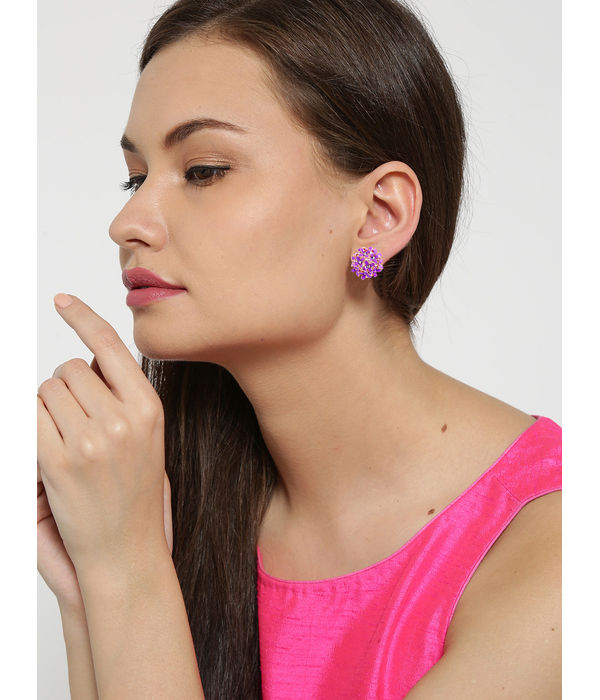 YouBella Valentine Gifts : Jewellery Presents Gracias Collection Floral Earrings for Girls and Women (Purple)