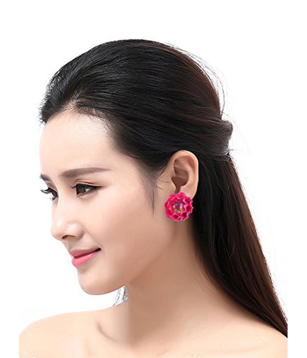 Valentine Gifts : YouBella Jewellery Presents Gracias Collection Floral Earrings for Girls and Women (Pink)