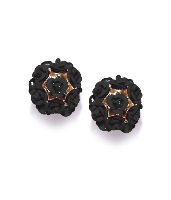 YouBella Black Gold-Plated Floral Double-Sided Studs