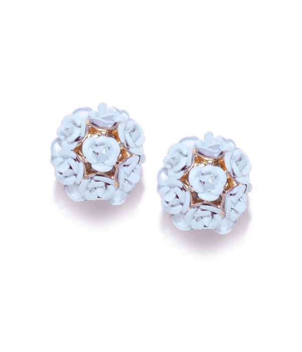 YouBella Grey Gold-Plated Floral Stone-Studded Double Sided Studs