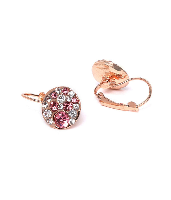 YouBella Pink Rose Gold-Plated Stone-Studded Circular Drop Earrings