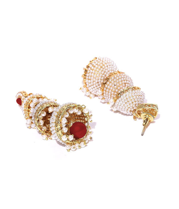 YouBella Jewellery Traditional Gold Plated Jhumka/Jhumki Earrings for Girls and Women (Red)