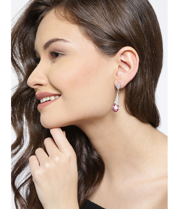 YouBella Valentine Gifts : Jewellery Valentine Collection Zircon Earrings for Girls and Women (Pink)