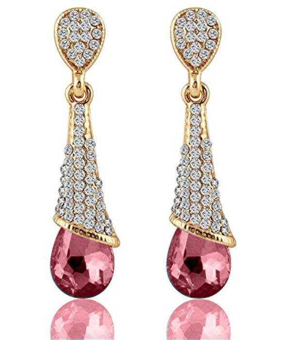 YouBella Valentine Gifts : Jewellery Valentine Collection Zircon Earrings for Girls and Women (Pink)