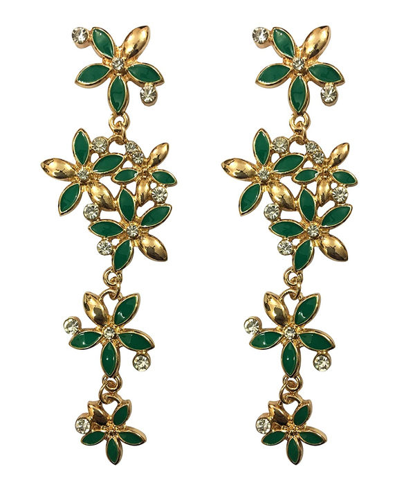 YouBella Green Gold Plated Zircon Hanging Earrings for Women