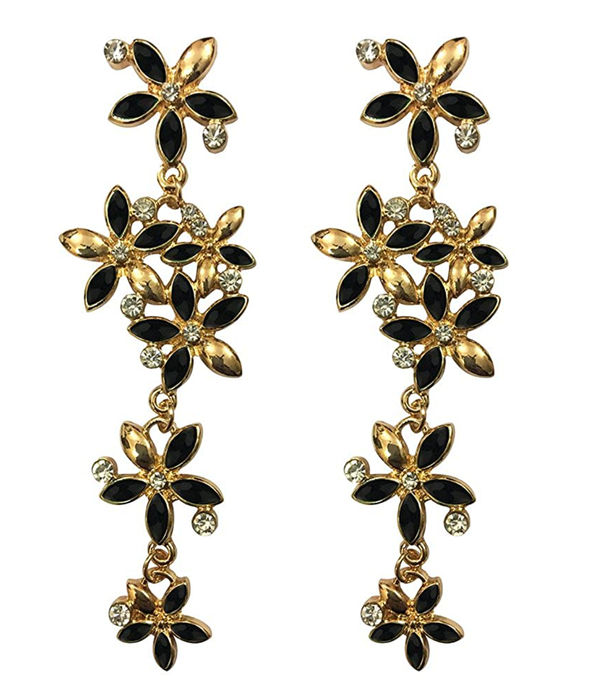 YouBella Jewellery Balck Gold Plated Zircon Hanging Earrings for Women