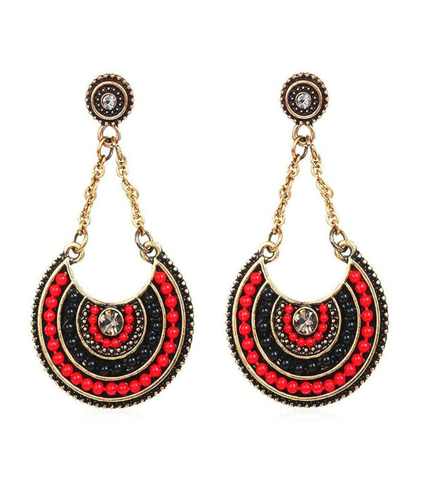 YouBella Jewellery Bohemian Earrings for Girls and Women (Red-Black)