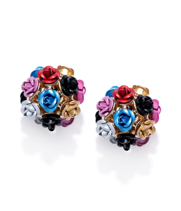 YouBella Gold-Plated Rose Shape Stud Earring for Women (Multicolour)