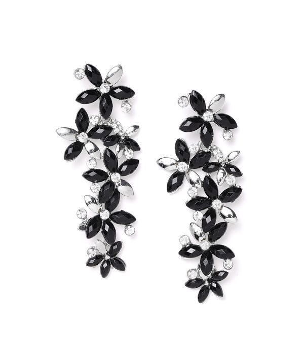 YouBella Jewellery Designer Hanging Earrings for Girls and Women (Silver-Black)