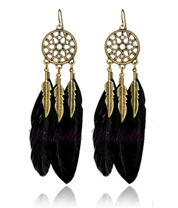 YouBella Jewellery Bohemian Feather Dangler Earrings For Girls and Women