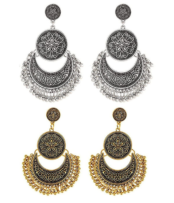 YouBella Jewellery Oxidised Afghani Combo Earrings For Girls and Women