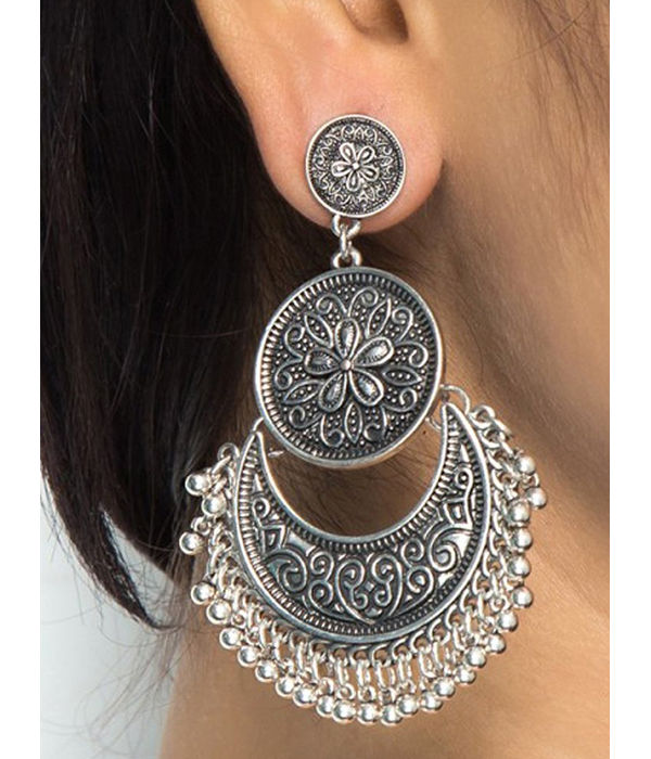 YouBella Jewellery Oxidised Afghani Combo Earrings For Girls and Women