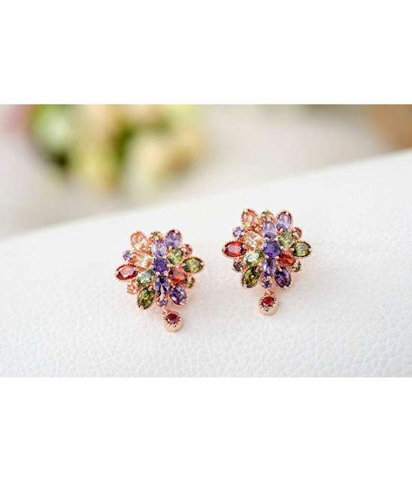 YouBella Stylish Party Wear Jewellery Gold Plated Studs Earrings for Women (Multi-Colour)(YBEAR_32177)