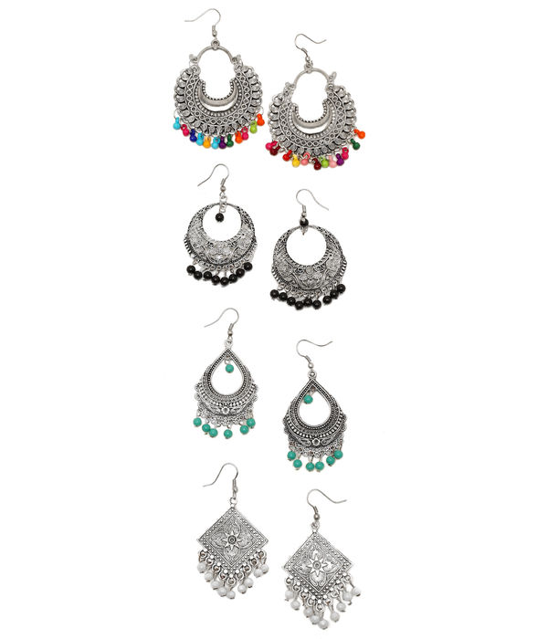 YouBella Earrings for Women Jewellery Earrings Combo of Four Afghani Kashmiri Jhumka earrings ear rings for Girls and Women