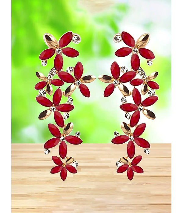 YouBella Jewellery Designer Hanging Earrings for Girls and Women (Red)