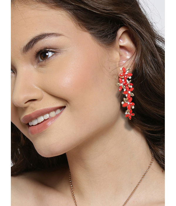 YouBella Jewellery Designer Hanging Earrings for Girls and Women (Red)